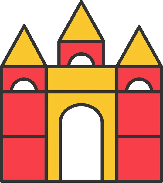 Edificio Castillo Niño Icono Estilo Contorno Lleno — Vector de stock