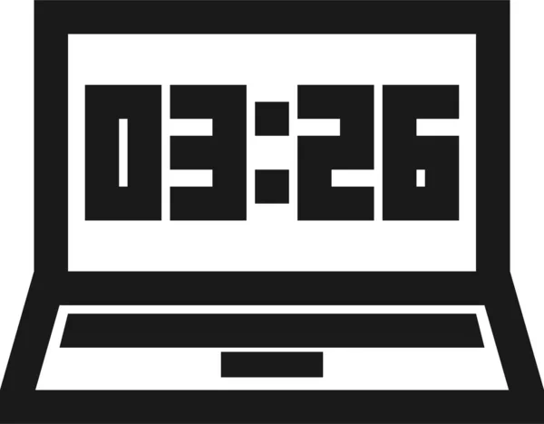 Часы Компьютер Значок Ноутбука Твердом Стиле — стоковый вектор