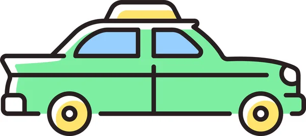 Retro Táxi Carro Ícone —  Vetores de Stock
