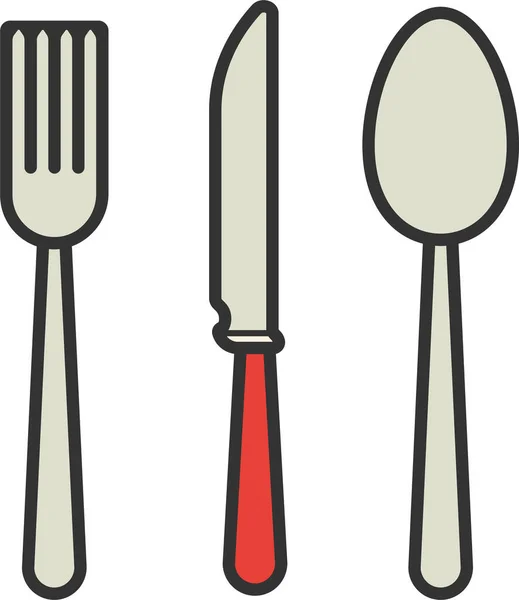 Crockery Cutlery Fork Icon Filled Outline Style — Stock Vector