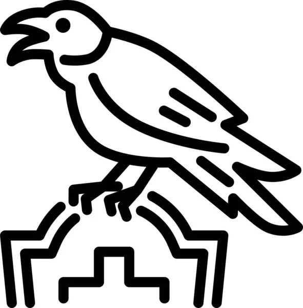 Dier Vogel Kraai Pictogram Omtrek Stijl — Stockvector