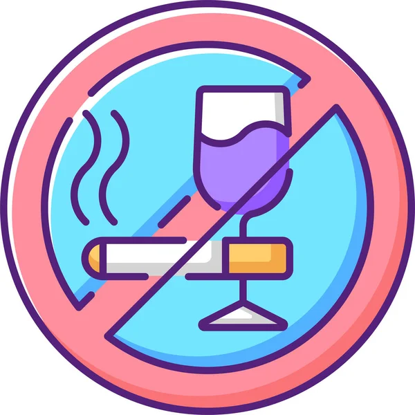 Sin Insomnio Alcohólico Sin Icono Cigarrillo Estilo Contorno Lleno — Vector de stock