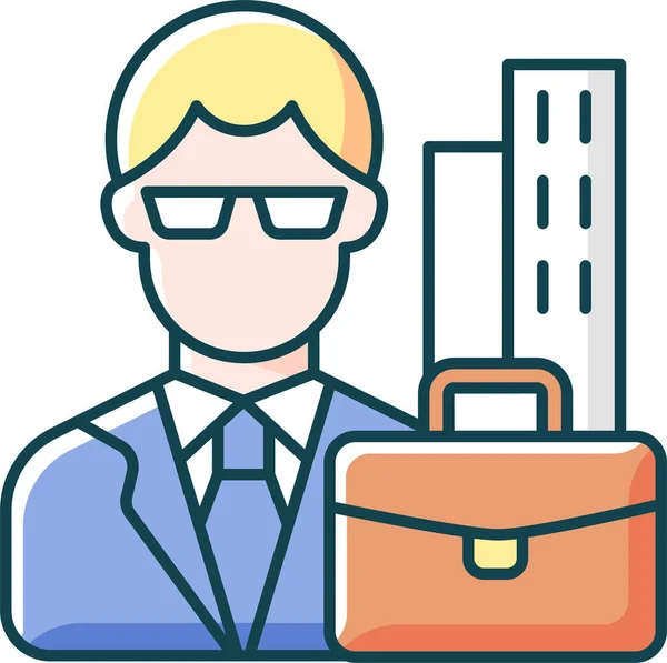Worker Manager Businessman Icon Filled Outline Style — 图库矢量图片