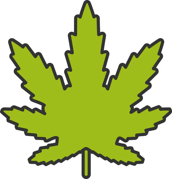 Cannabis Drugs Leaf Icon Filled Outline Style — Stock Vector