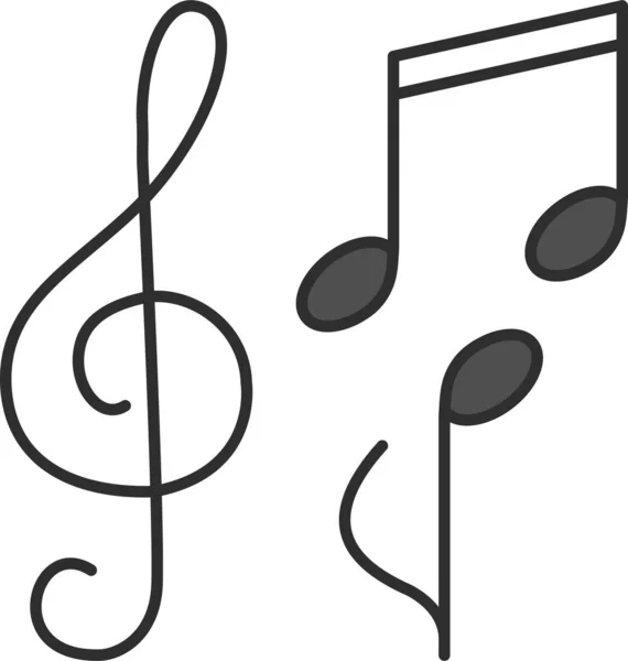 Melodia Música Notas Ícone Estilo Esboço Preenchido — Vetor de Stock
