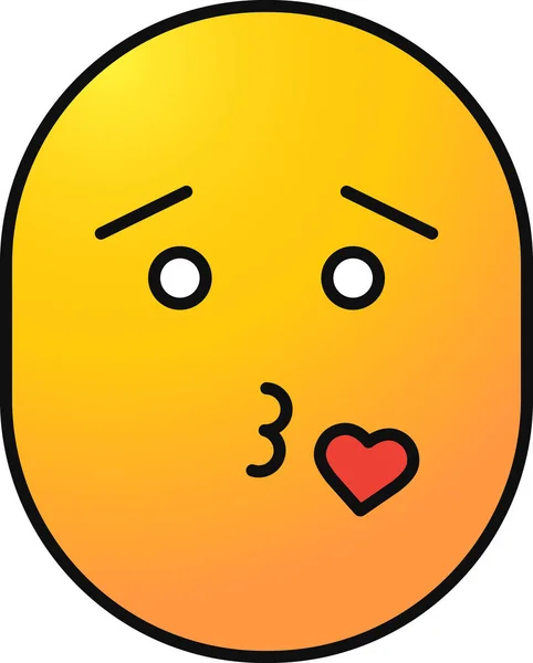 Emoji Emoticon Csók Ikon Teltházas Stílusban — Stock Vector