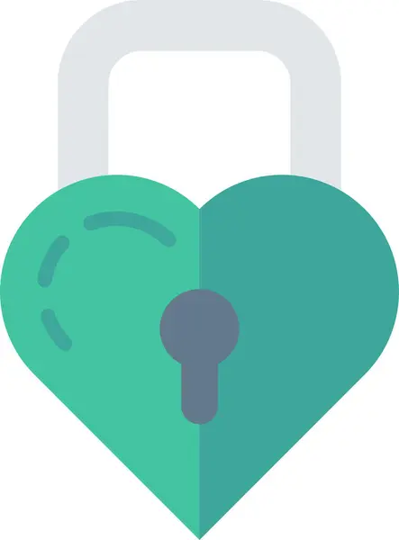 Lock Love Protect Icon Flat Style — Stock Vector