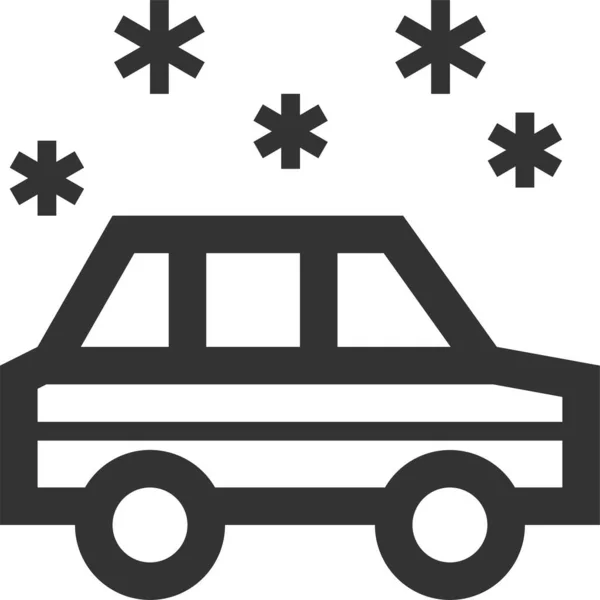 Car Ride Snowy Icon Outline Style — Stock Vector