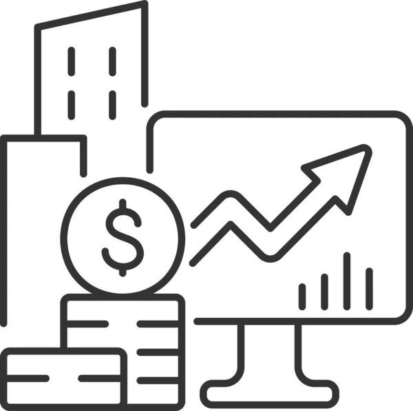 Ícone Monitoramento Diagrama Ações — Vetor de Stock