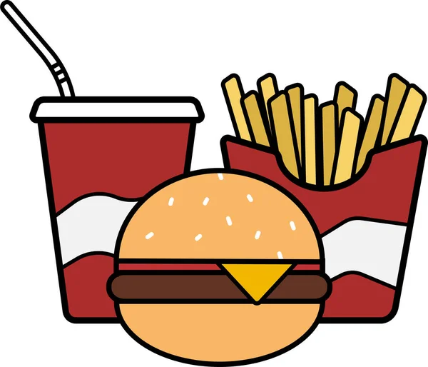 Fast Food Casse Croûte Icône Dans Style Contour Rempli — Image vectorielle