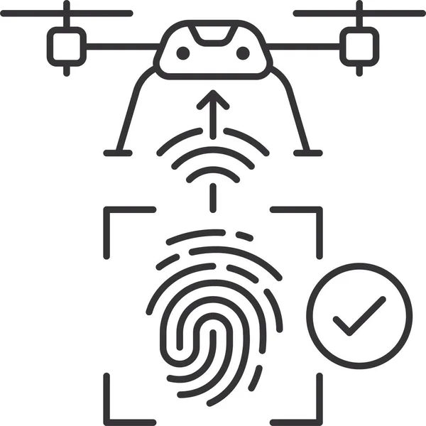 Comprobar Icono Huella Dactilar Drone — Archivo Imágenes Vectoriales