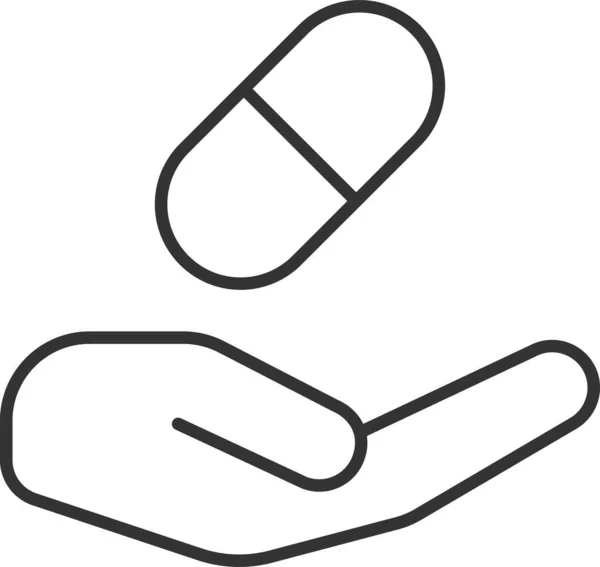 Φάρμακο Χέρι Εικόνα Υγειονομικής Περίθαλψης Στυλ Περίγραμμα — Διανυσματικό Αρχείο