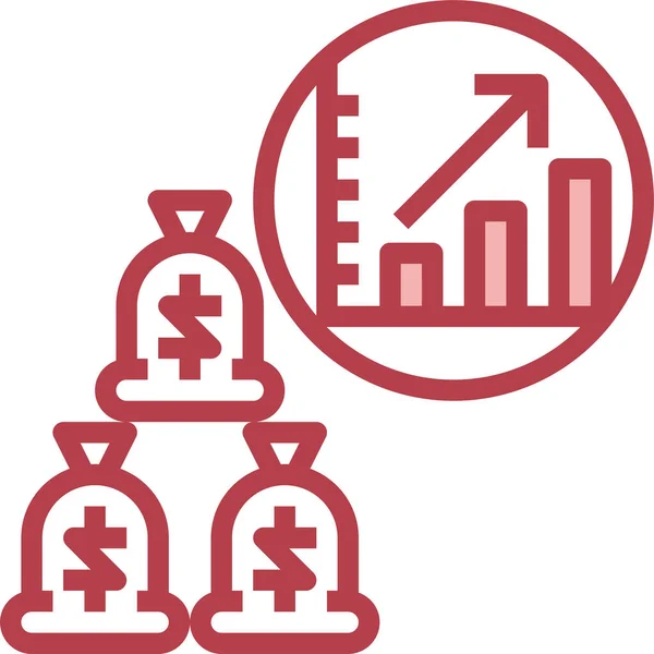 Analisi Moneta Dollaro Icona Pieno Stile Contorno — Vettoriale Stock