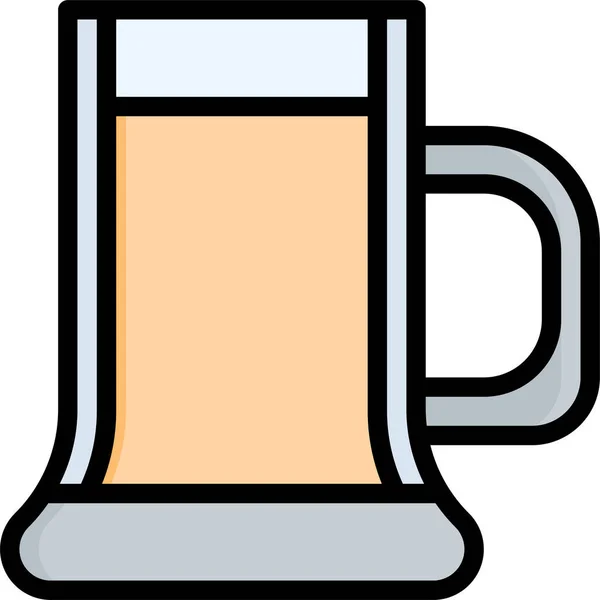 Κούπα Ποτήρι Μπύρα Εικονίδιο Στυλ Γεμάτο Περίγραμμα — Διανυσματικό Αρχείο