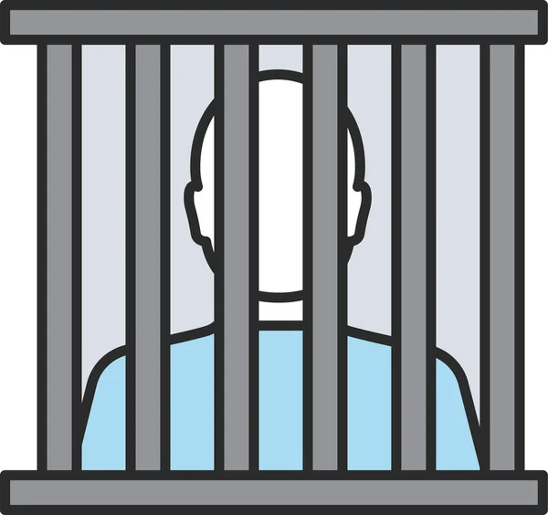 Arrestation Cage Icône Criminelle Dans Style Contour Rempli — Image vectorielle