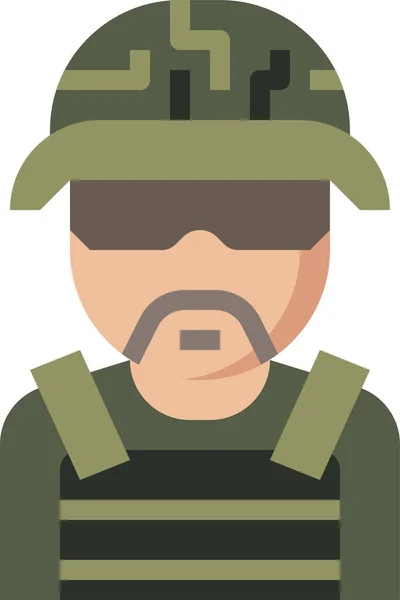 Icono Pistola Avatar Ejército Estilo Plano — Vector de stock