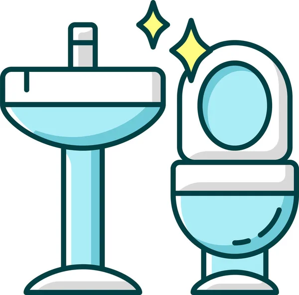 Прибирання Значка Туалету Ванній Кімнаті Заповненому Стилі — стоковий вектор