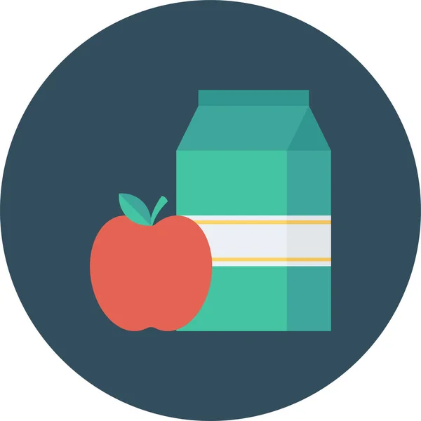 Zumo Manzana Icono Leche Estilo Plano — Vector de stock