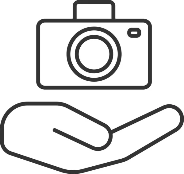 Ícone Mão Digital Câmera Estilo Esboço — Vetor de Stock