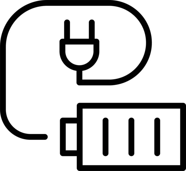 Batterij Opladen Plug Pictogram Outline Stijl — Stockvector