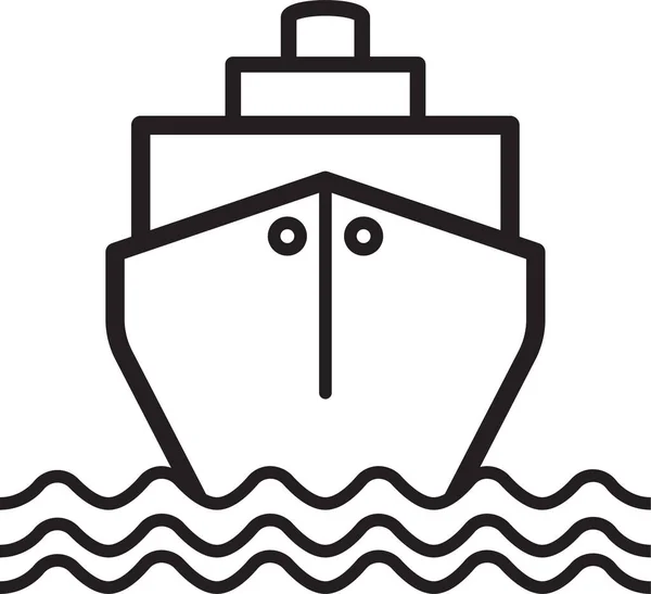 Båt Last Fraktfartyg Ikon Kontur Stil — Stock vektor
