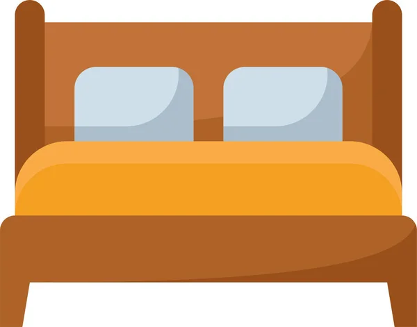 Спальня Двуспальная Кровать Плоском Стиле — стоковый вектор