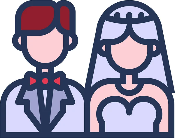 Νύφη Αγάπη Παντρεμένος Εικονίδιο Στυλ Γεμάτο Περίγραμμα — Διανυσματικό Αρχείο