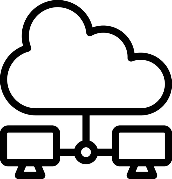 Ikona Sieci Połączeń Chmurze Zarysie — Wektor stockowy