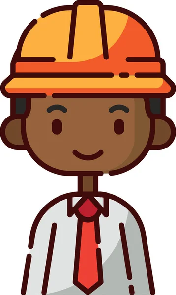 African Avatar Boy Icon Filled Outline Style — Stock vektor