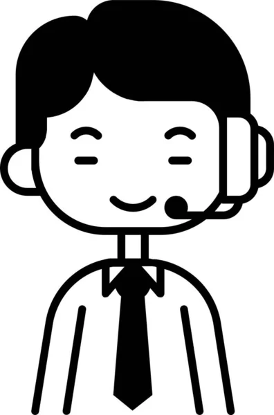 Avatar Chico Call Center Icono Estilo Sólido — Vector de stock