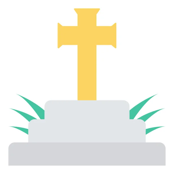 Ataúd Cementerio Icono Muerte Estilo Plano — Vector de stock
