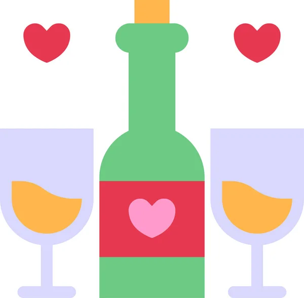 Dating Drink Love Icon Flat Style — Stock Vector