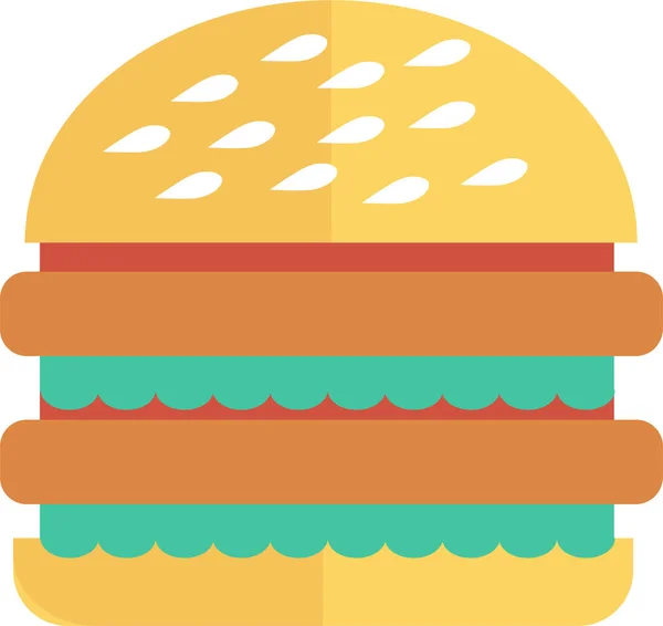 Ontbijt Hamburger Fastfood Icoon Platte Stijl — Stockvector