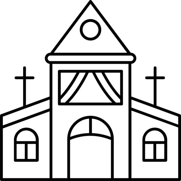 Bau Der Ikone Der Katholischen Kirche Umrissstil — Stockvektor