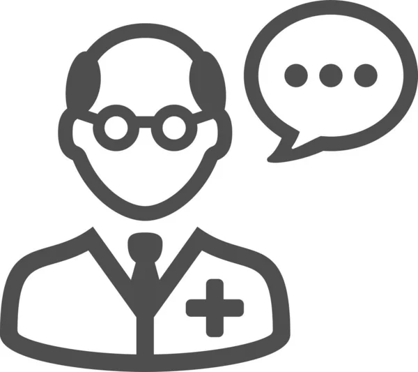 Doctor Talking Chat Bubble Icon Outline Style — 图库矢量图片