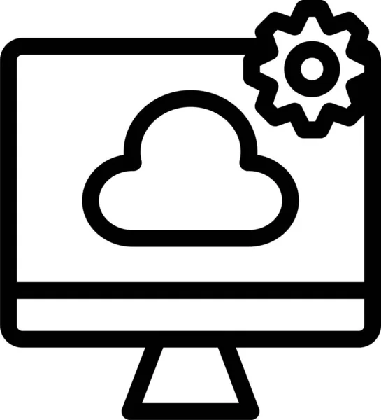 Cloudová Konfigurace Ikony Lcd Stylu Osnovy — Stockový vektor