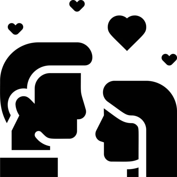 Para Pocałunek Miłość Ikona — Wektor stockowy
