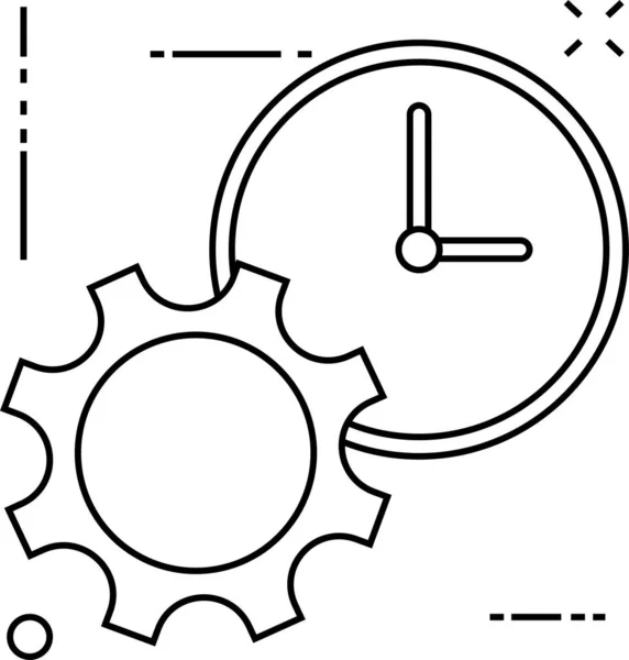 Horloge Config Icône Réparation Dans Style Contour — Image vectorielle