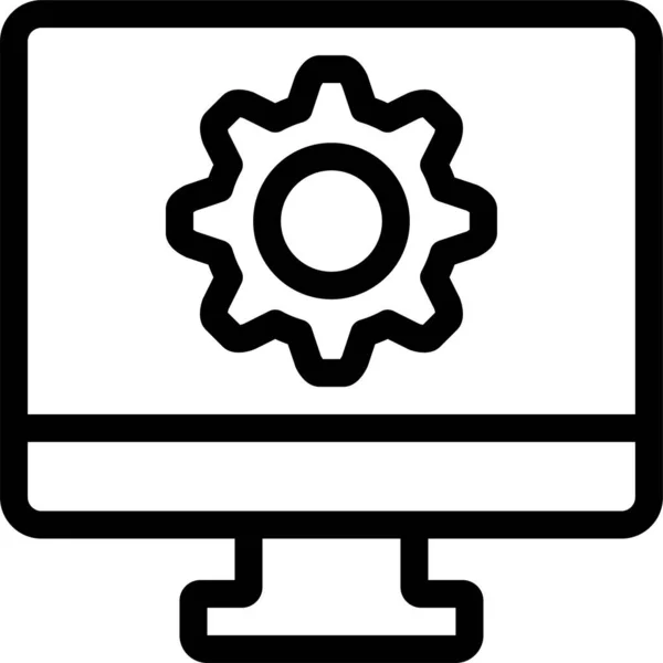 Icono Escritorio Control Computadora Estilo Esquema — Vector de stock
