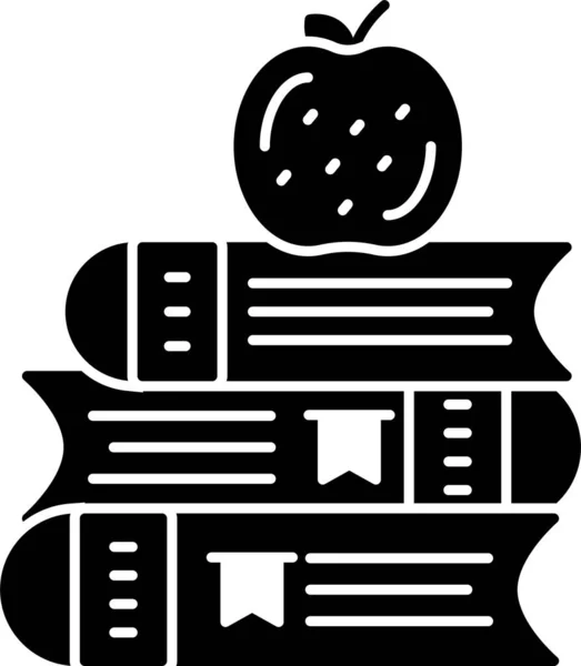 Ikona Edukacji Książki Jabłko Solidnym Stylu — Wektor stockowy
