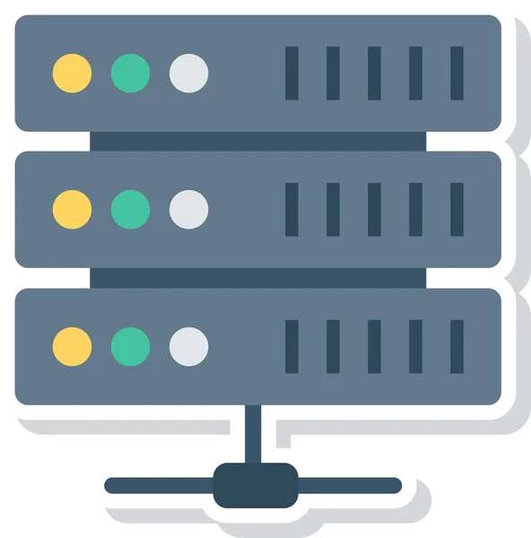 Ikona Databázového Datového Centra Serveru Plochém Stylu — Stockový vektor