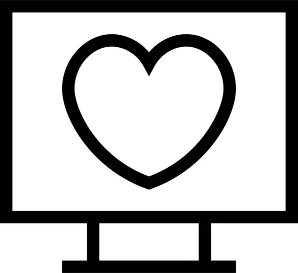 Computer Device Love Icon Outline Style — Stock Vector