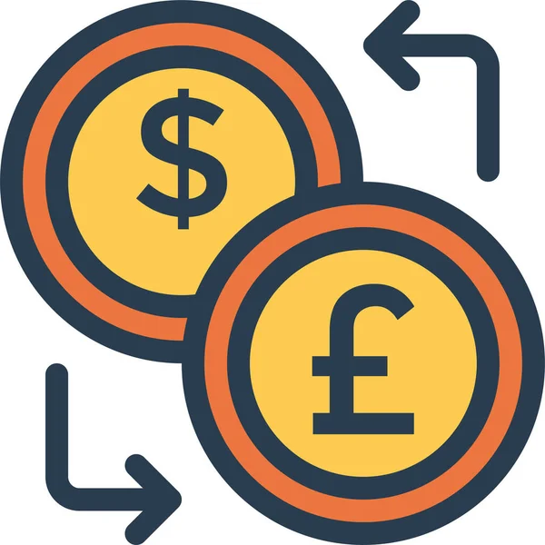 Valuta Dollar Uitwisseling Pictogram Gevulde Outline Stijl — Stockvector