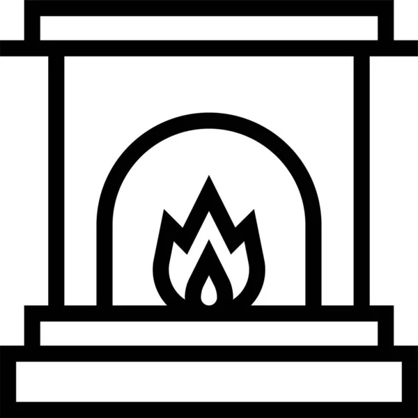 Chimenea Chimenea Decoración Icono Estilo Del Esquema — Archivo Imágenes Vectoriales