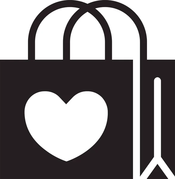 Gift Bag Love Paper Bag Icon Solid Style — Stock Vector