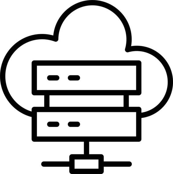 Icône Datacenter Base Données Cloud Dans Style Contour — Image vectorielle