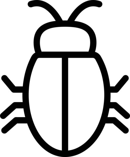 Bug Insecte Malware Icône Dans Style Contour — Image vectorielle