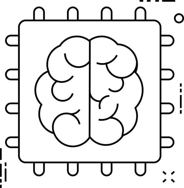 Brain Chip Hardware Icon Outline Style — Stock Vector