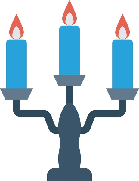 Candelabros Velas Icono Luz Estilo Plano — Archivo Imágenes Vectoriales