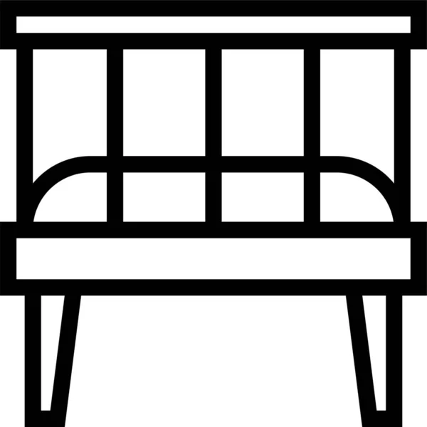Ikon Baby Box Cot Crib Dalam Gaya Outline - Stok Vektor